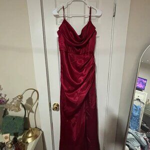 Deep red ball gown silk